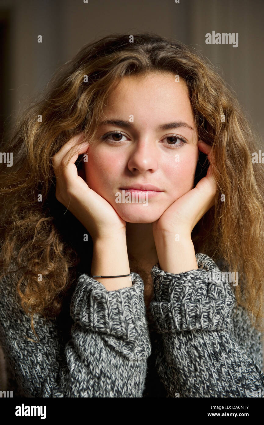 Portrait of teenage girl (16-17) Stock Photo