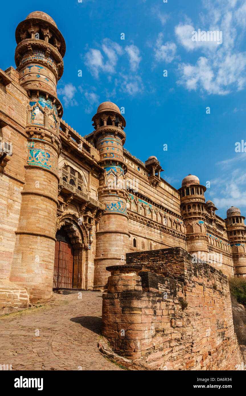 India tourist attraction Mughal architecture Gwalior fort. Gwalior