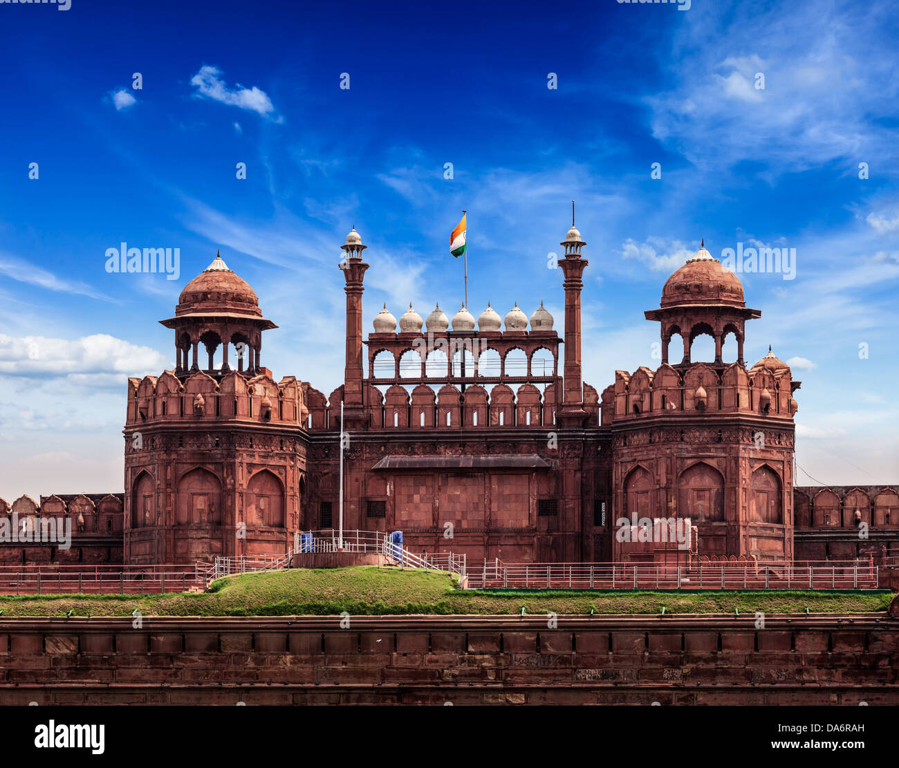 India travel tourism background - Red Fort (Lal Qila) Delhi - World Heritage Site. Delhi, India Stock Photo