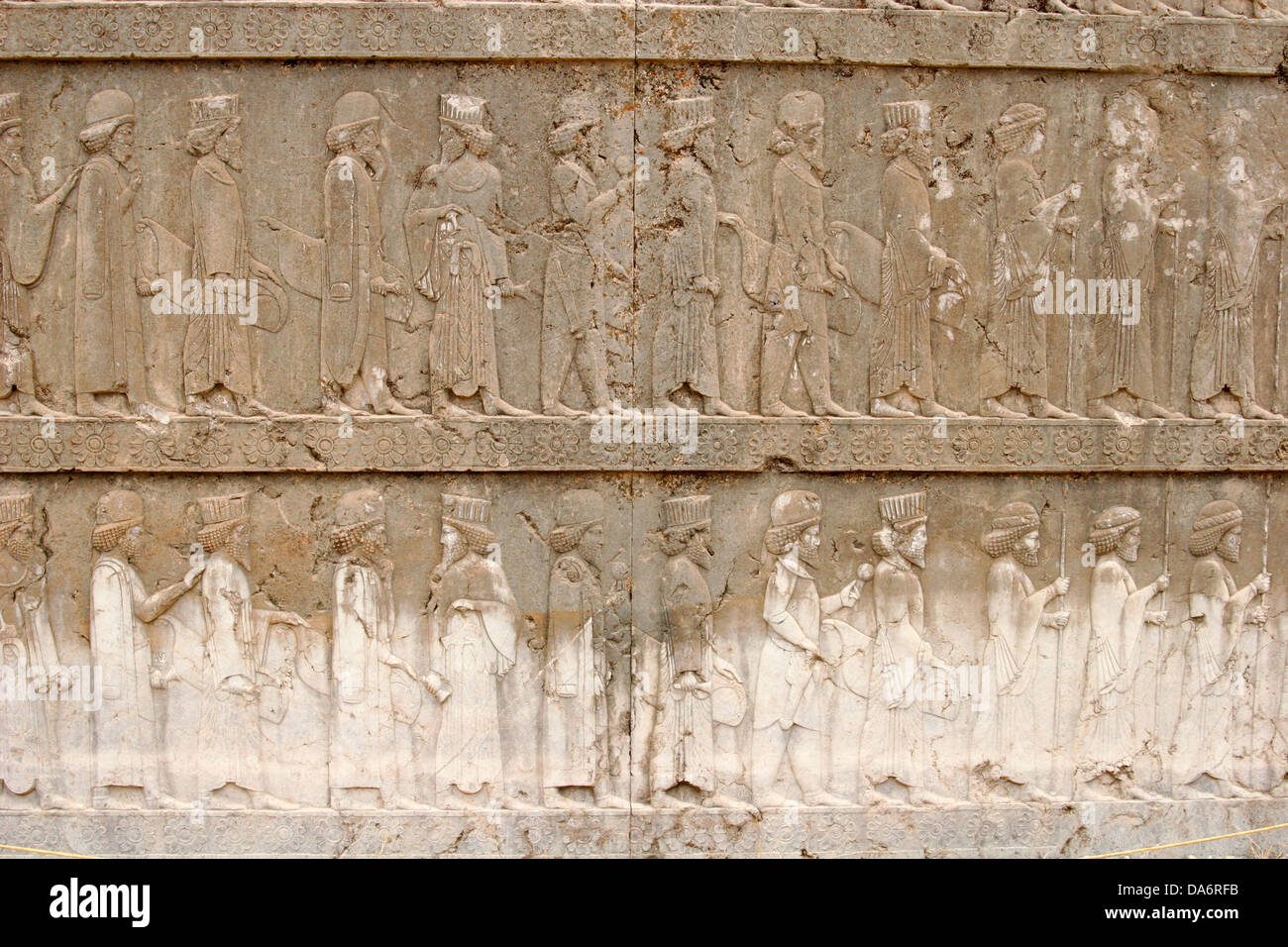 Bas reliefs at the walls of Apadana Palace and Staircase, Persepolis ...