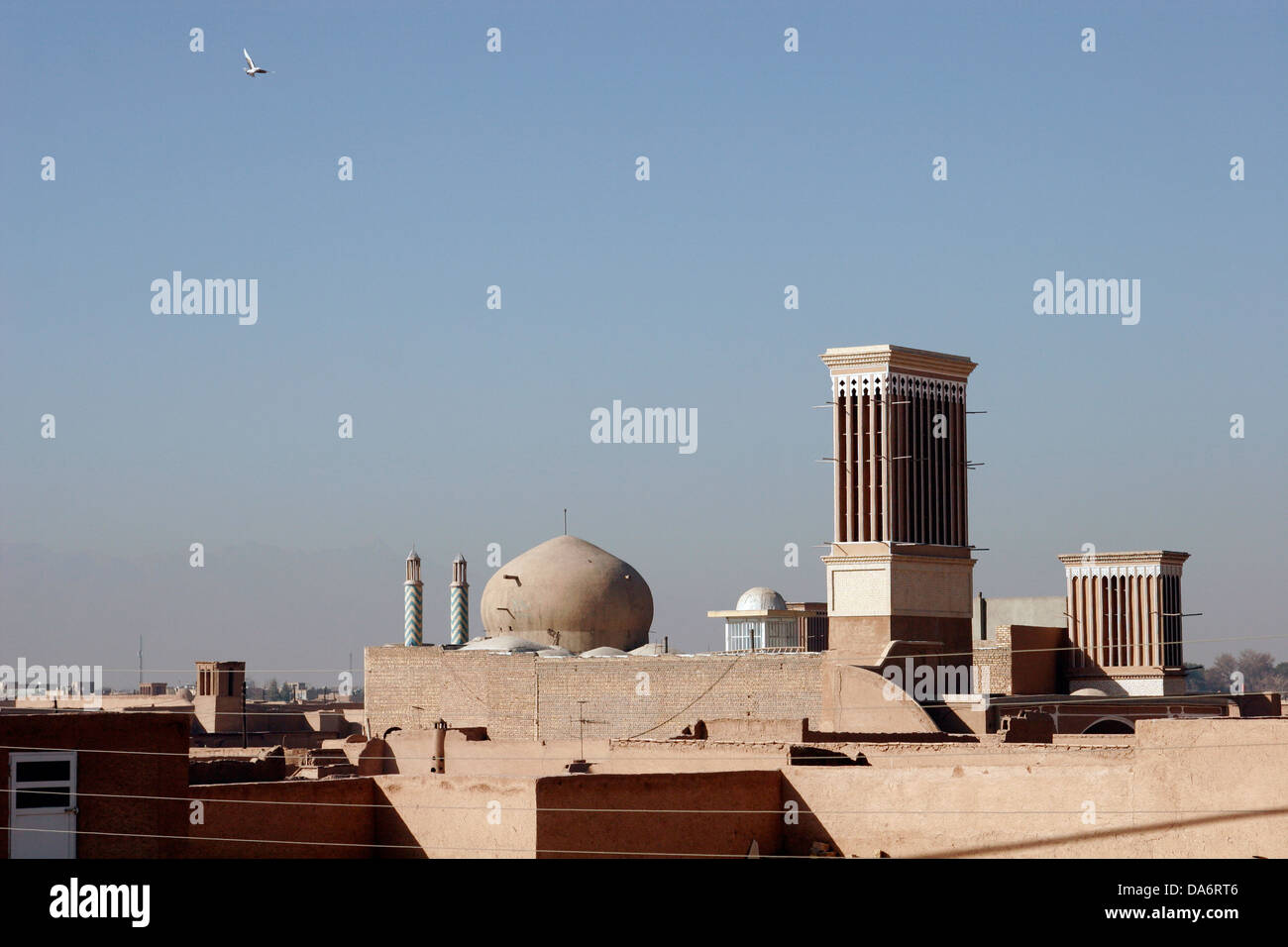 Badgirs (windtowers or wind catchers) in Yazd, Central Iran Stock Photo ...