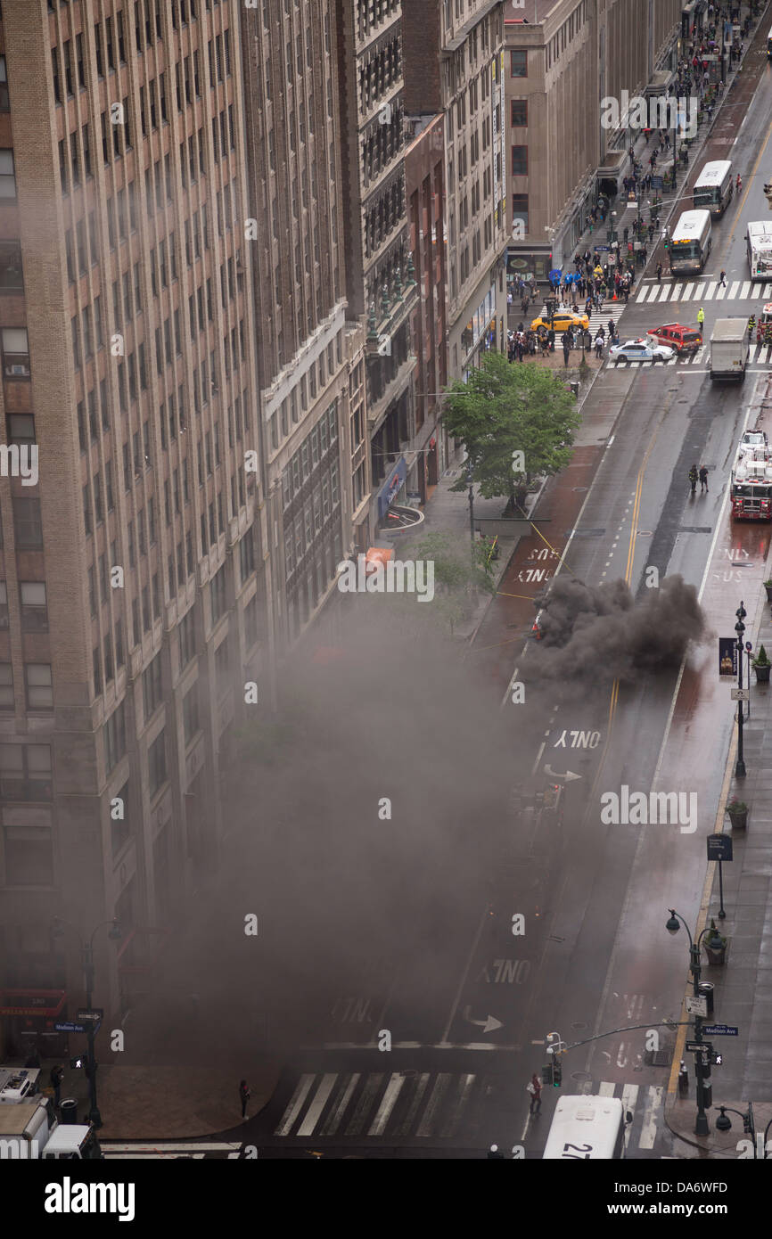 Explosion and Electric Fire on 34th Street, NYC Stock Photo