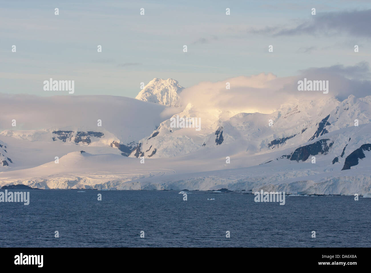 Mountains on the Antarctic Peninsula in the first morning light Stock ...