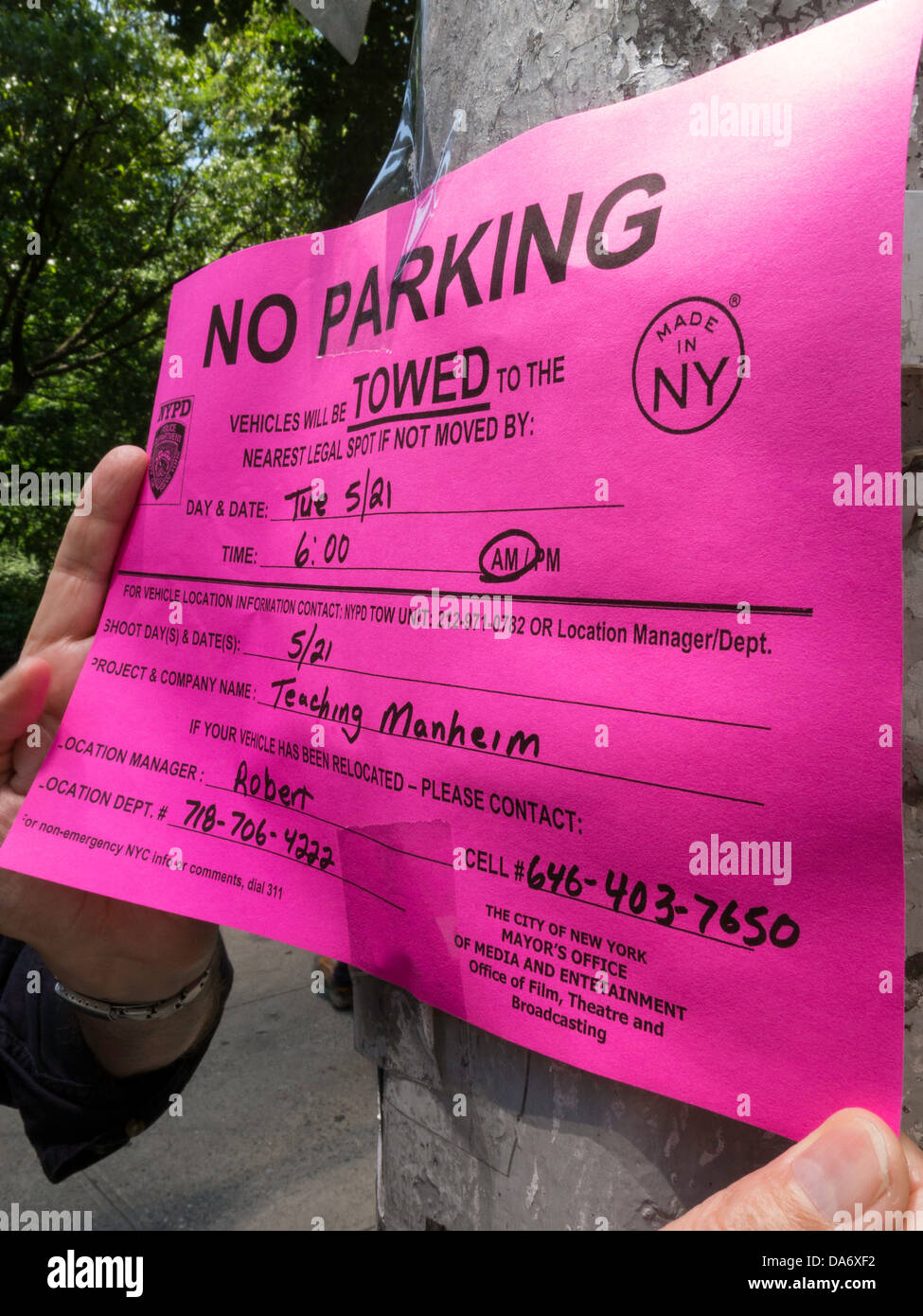 "No Parking", City Permit, Motion Picture Location Production Notice