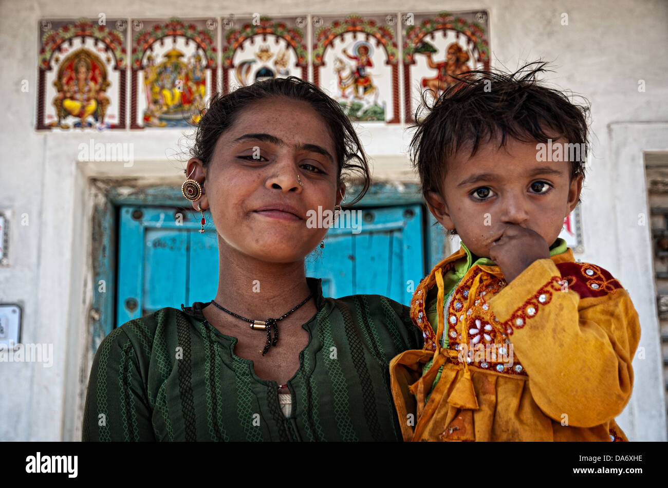 Portarit of rabari children in Bhuj area. Kutch, Gujarat, India Stock Photo