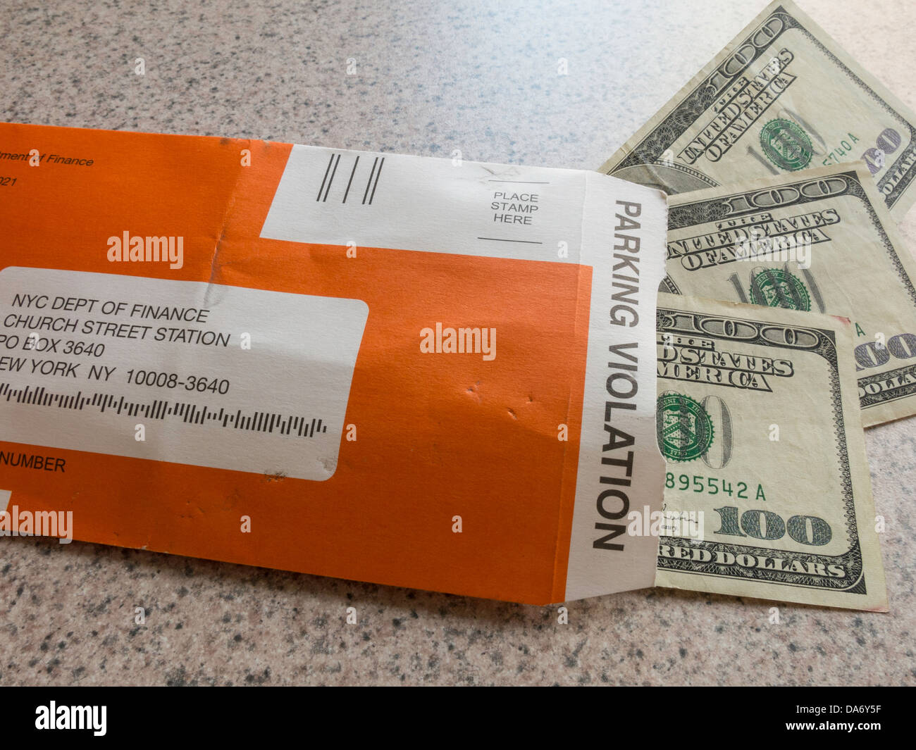Parking Ticket Envelope with Payment Stock Photo Alamy