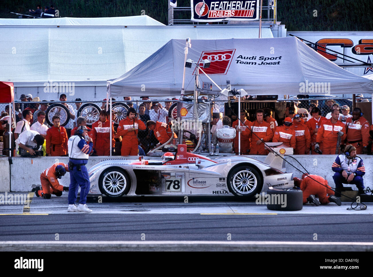 Audi R8's in pits at Road Atlanta Petit Le Mans race September 2001