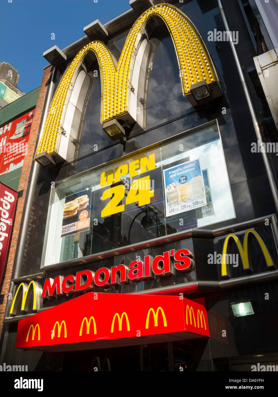 McDonald's Restaurant is Open All Hours, NYC Stock Photo