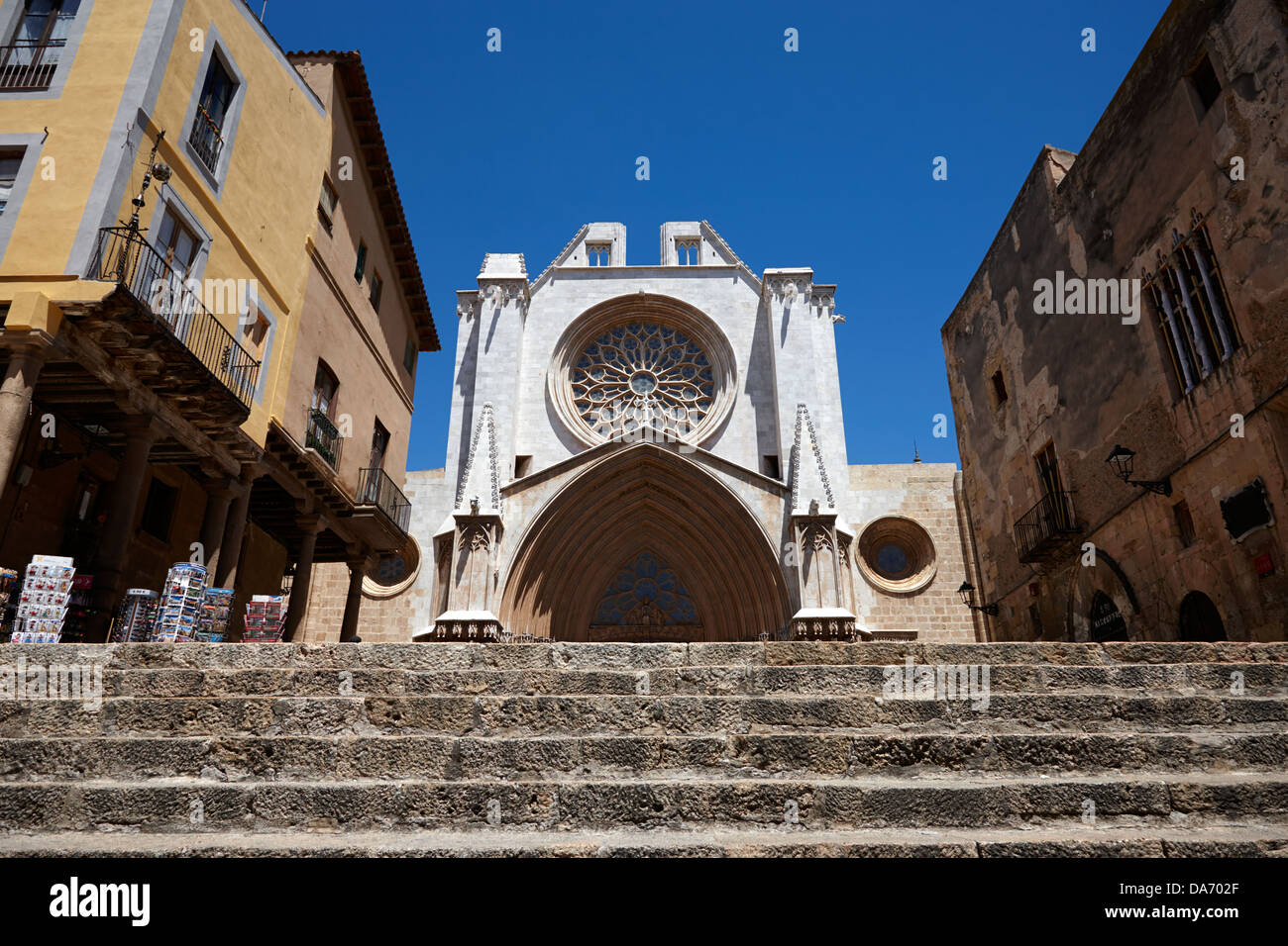 steps leading up to facade of tarragona cathedral catalonia spain Stock Photo