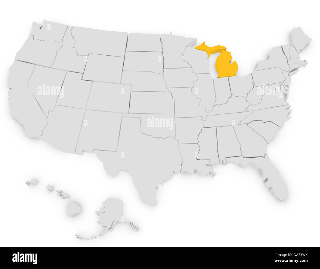 Michigan 3d rendered map hi-res stock photography and images - Alamy