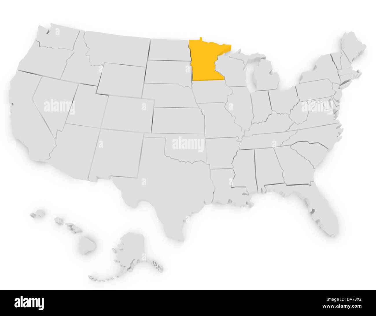 3D render of the United States highlighting Minnesota