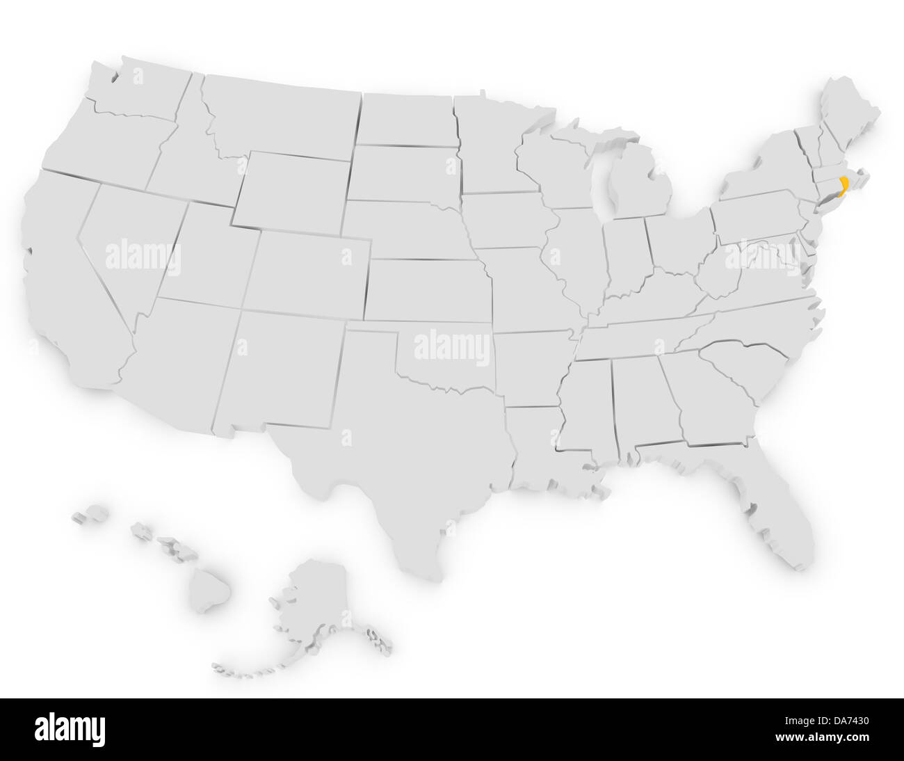 3d Render of the United States Highlighting Rhode Island Stock Photo