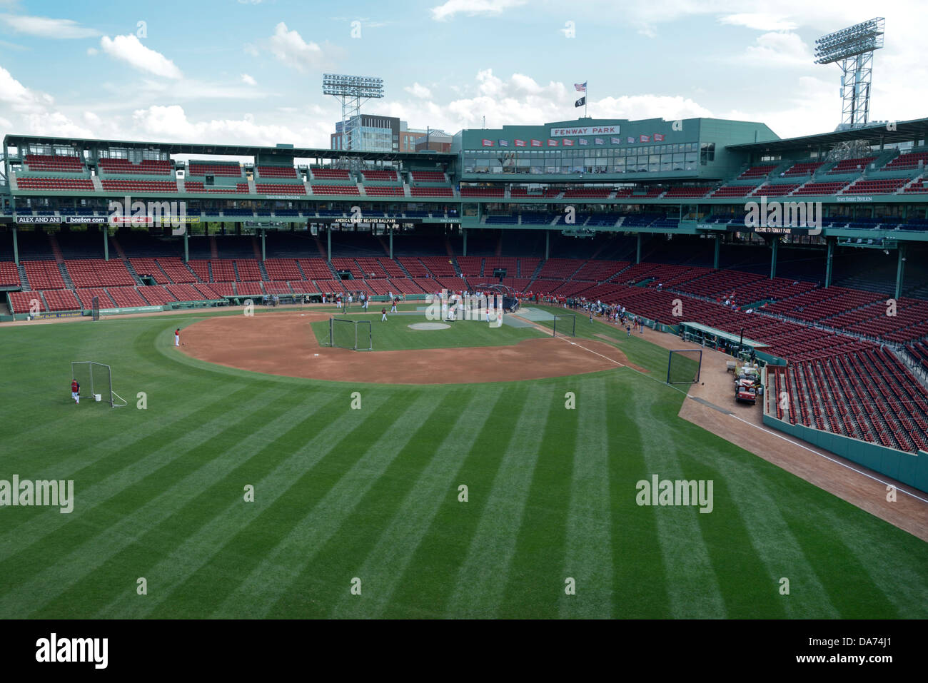 Fenway Park, Boston Massachusetts, home field of the Boston Red Sox, during batting practice before a game Stock Photo