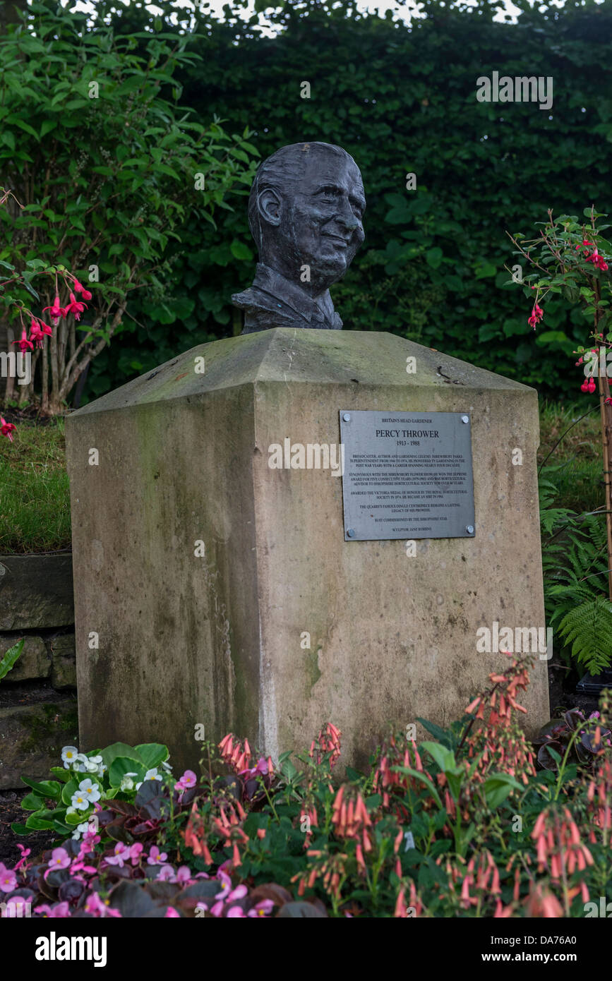 A bust of Percy Thrower in the Dingle Gardens of The Quarry, Shrewsbury, Shropshire Stock Photo