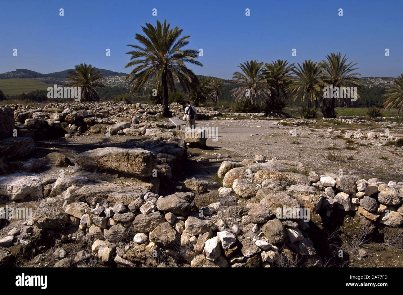 Ruins in Tell Megiddo archaelogical site and UNESCO World Heritage site