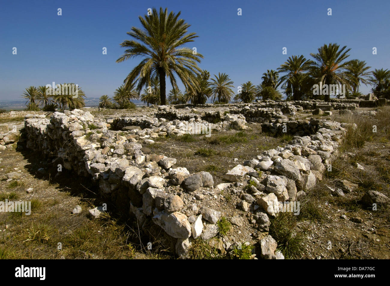Ruins in Tell Megiddo archaelogical site and UNESCO World Heritage site