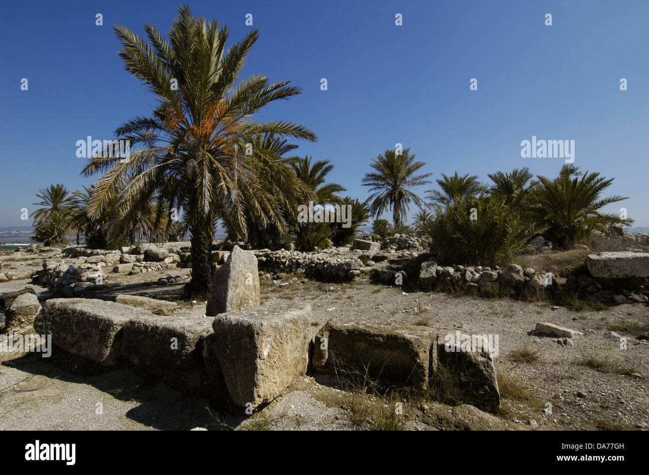 Ruins in Tell Megiddo archaelogical site and UNESCO World Heritage site