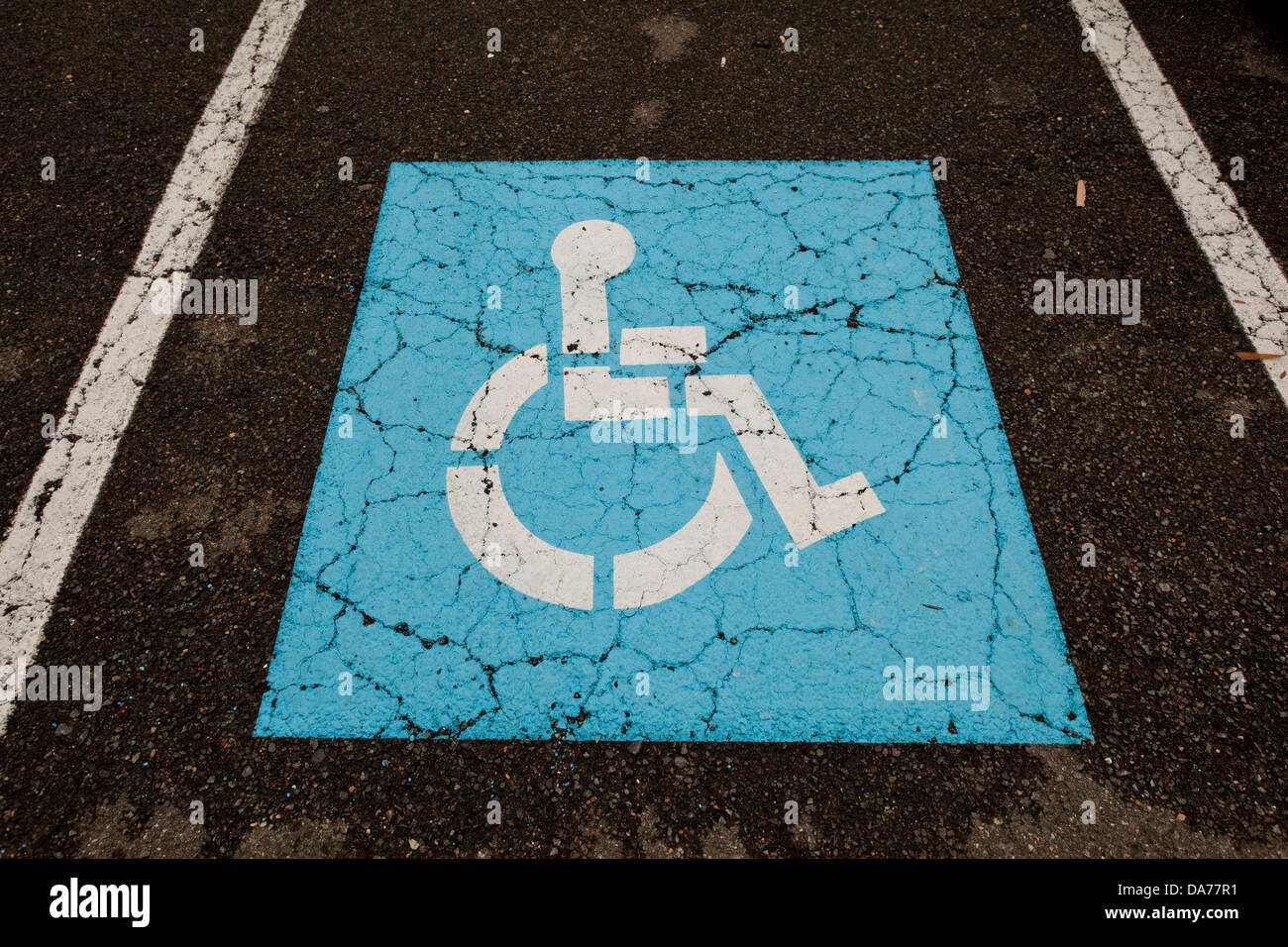 Disabled parking space sign Stock Photo