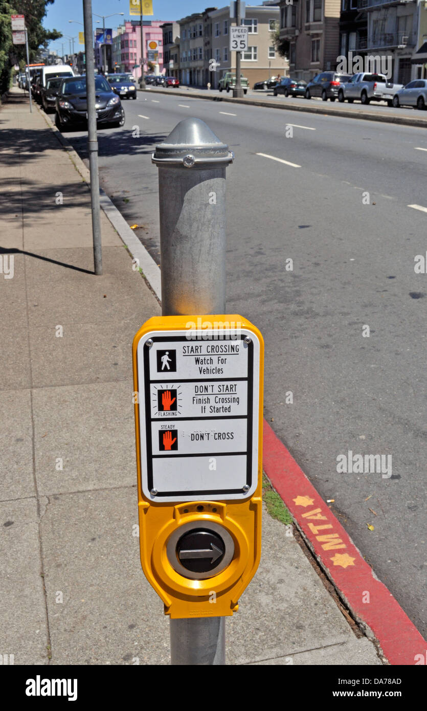 pedestrian crossing push button controls panel Stock Photo