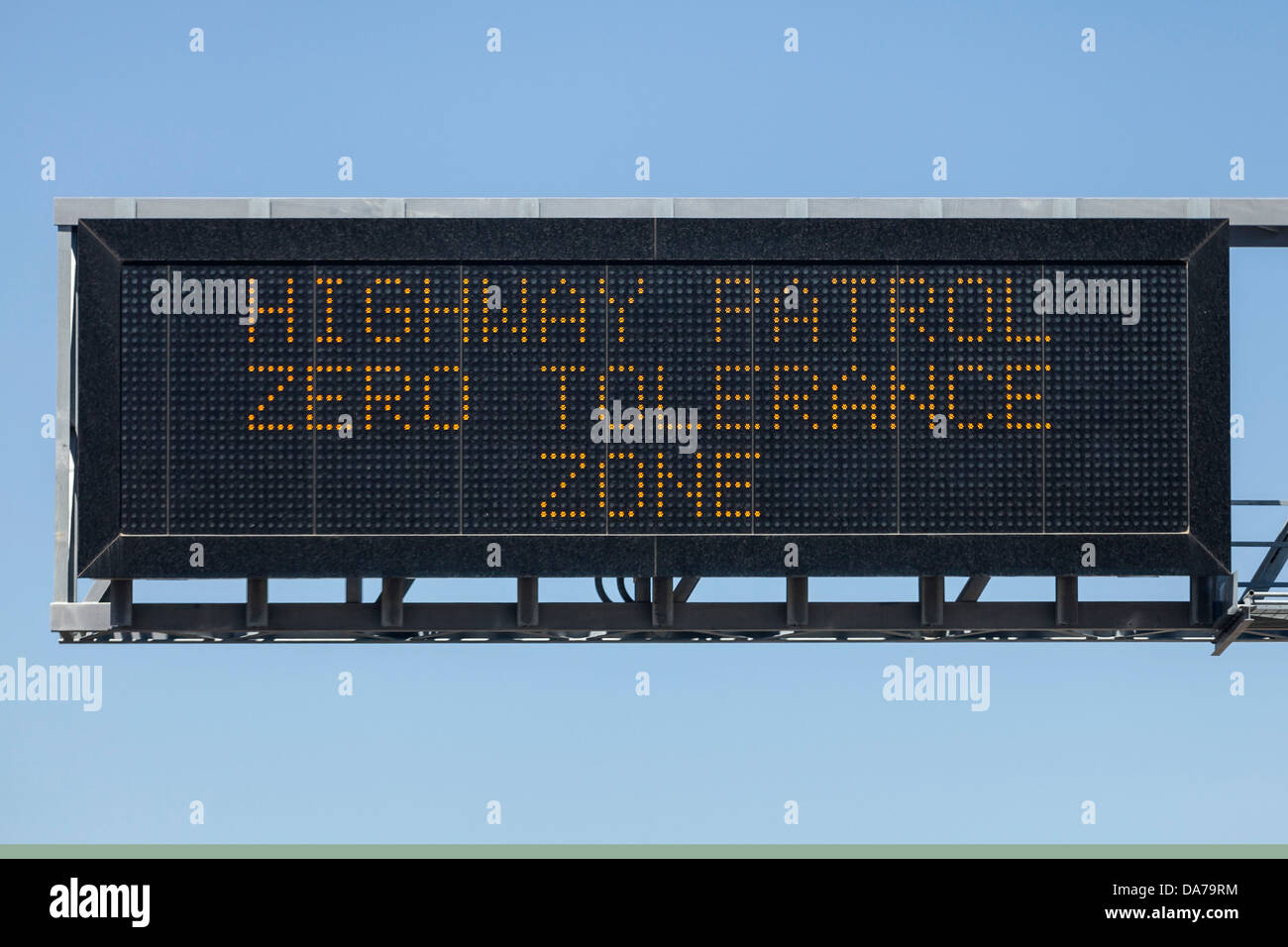 Highway Patrol zero tolerance zone electric warning sign Stock Photo Alamy