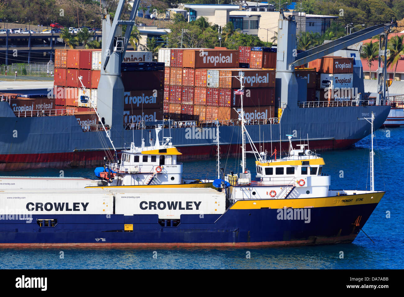 Container Port in Crown Bay,Charlotte Amalie,St. Thomas,United States Virgin Islands,Caribbean Stock Photo