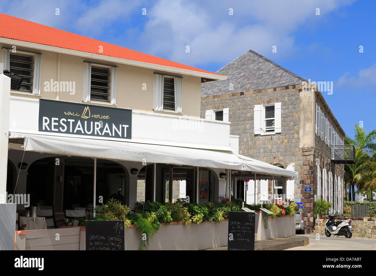 Restaurant on Rue des Quais,Gustavia,Saint Barts,Caribbean Stock Photo