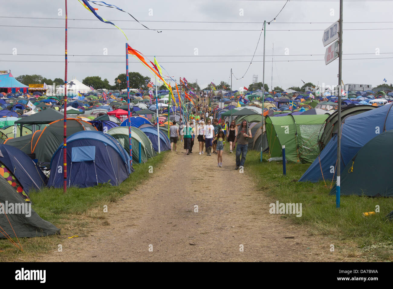 Campsite at the Glastonbury Festival,Pilton, Somerset, England, United Kingdom. Stock Photo