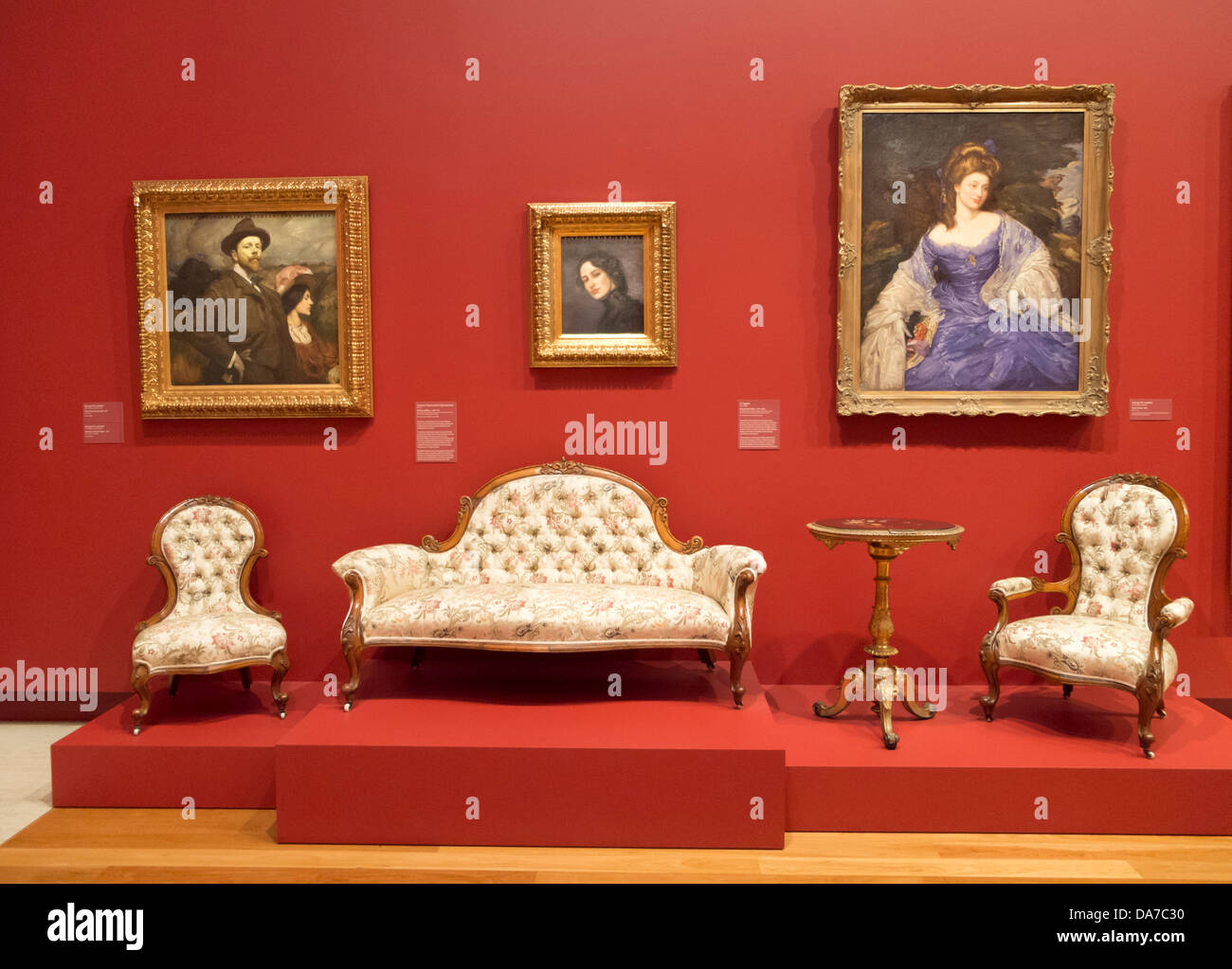 Furniture and paintings at Queensland Art Gallery on Southbank on Brisbane Queensland Australia Stock Photo