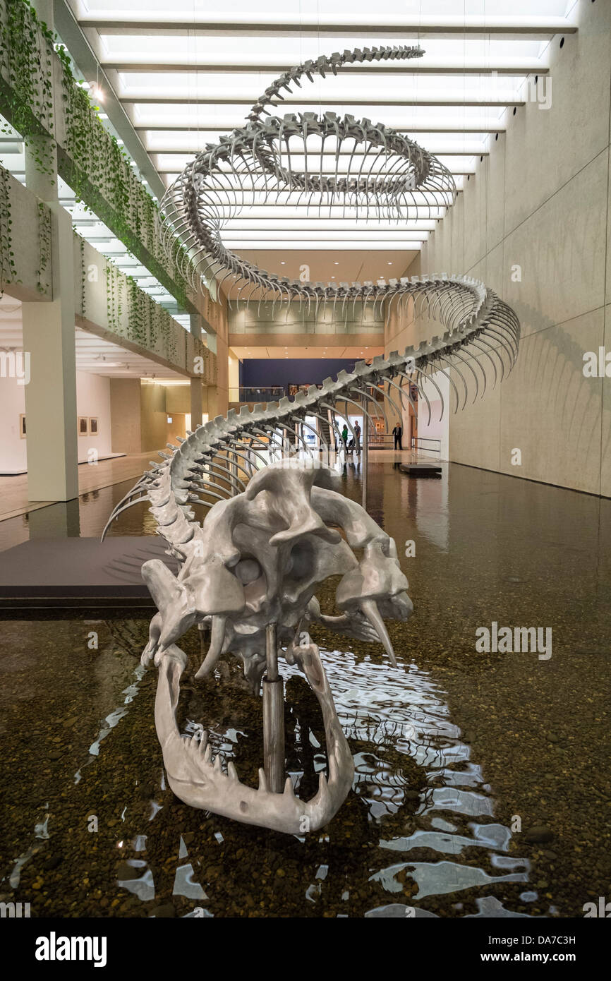 Dinosaur sculpture at Queensland Art Gallery on Southbank on Brisbane Queensland Australia Stock Photo