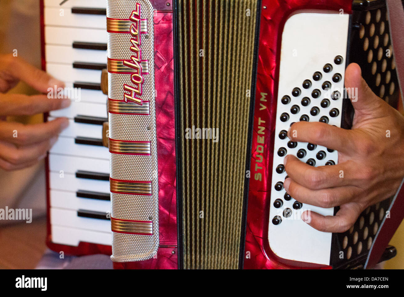 Man playing the accordion Stock Photo Alamy