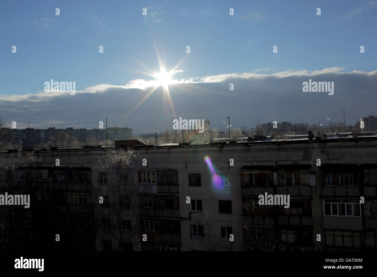 multistorey modern house on the blue sky background Stock Photo - Alamy