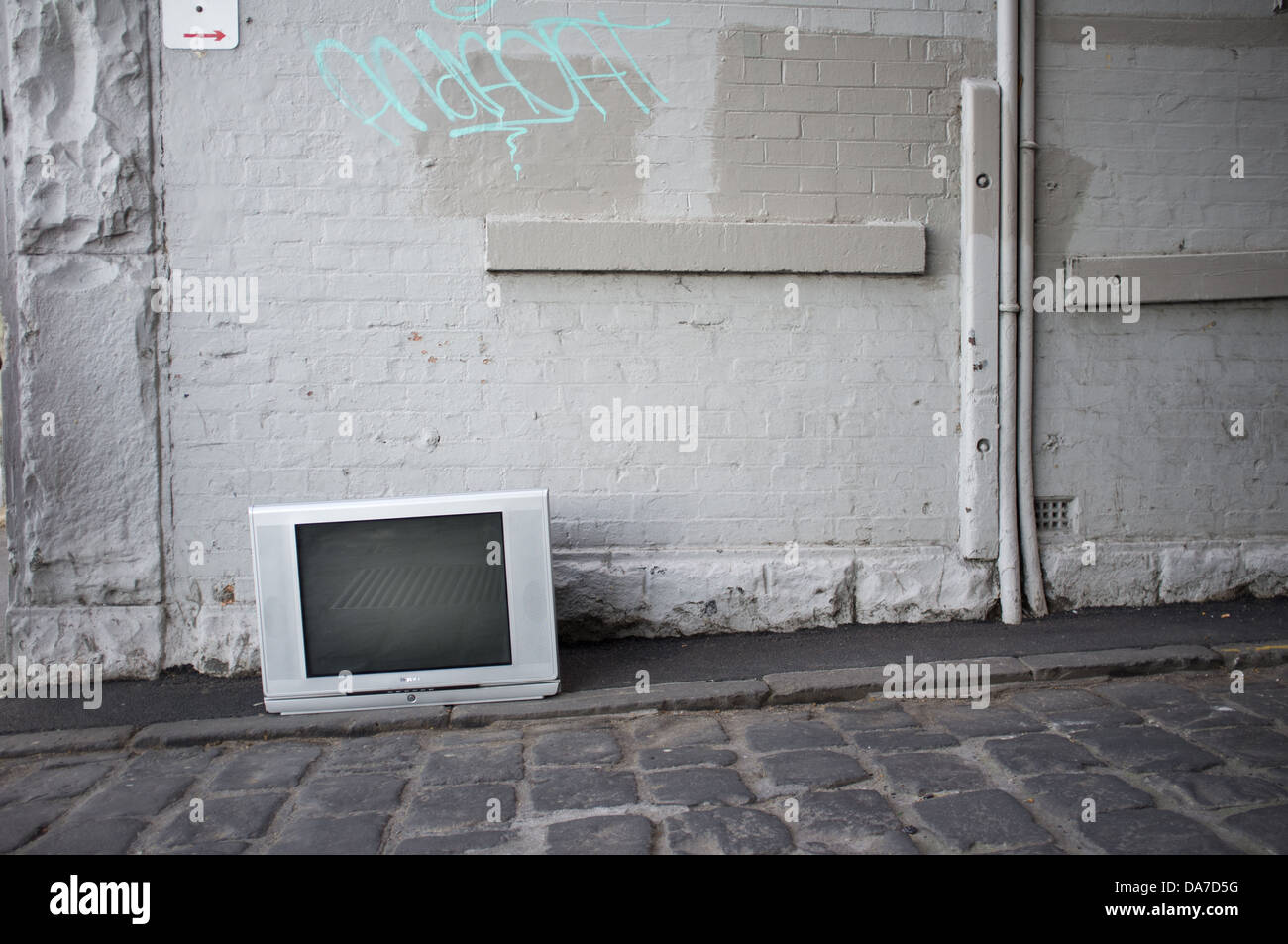 TV disgared in the street Stock Photo