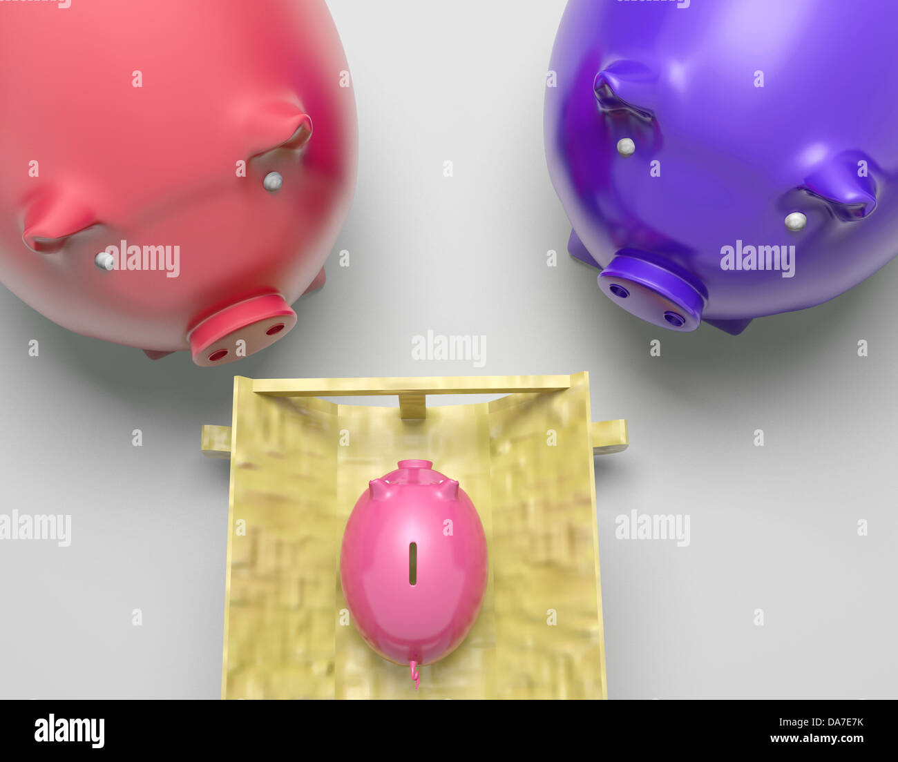 Piggy Family Showing Mother Father And Daughter Stock Photo - Alamy