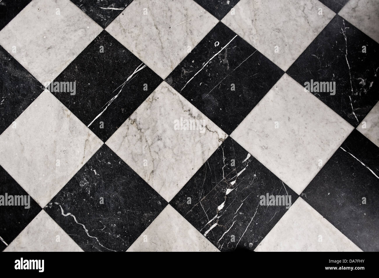 Black And White Marble Tiles Bathroom Flooring Stock Photo