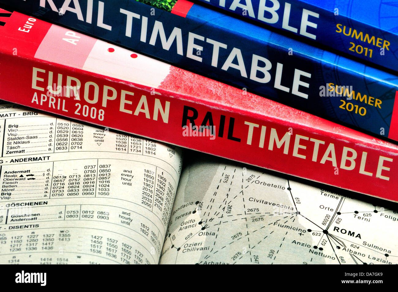 Thomas Cook European Rail Timetable Stock Photo