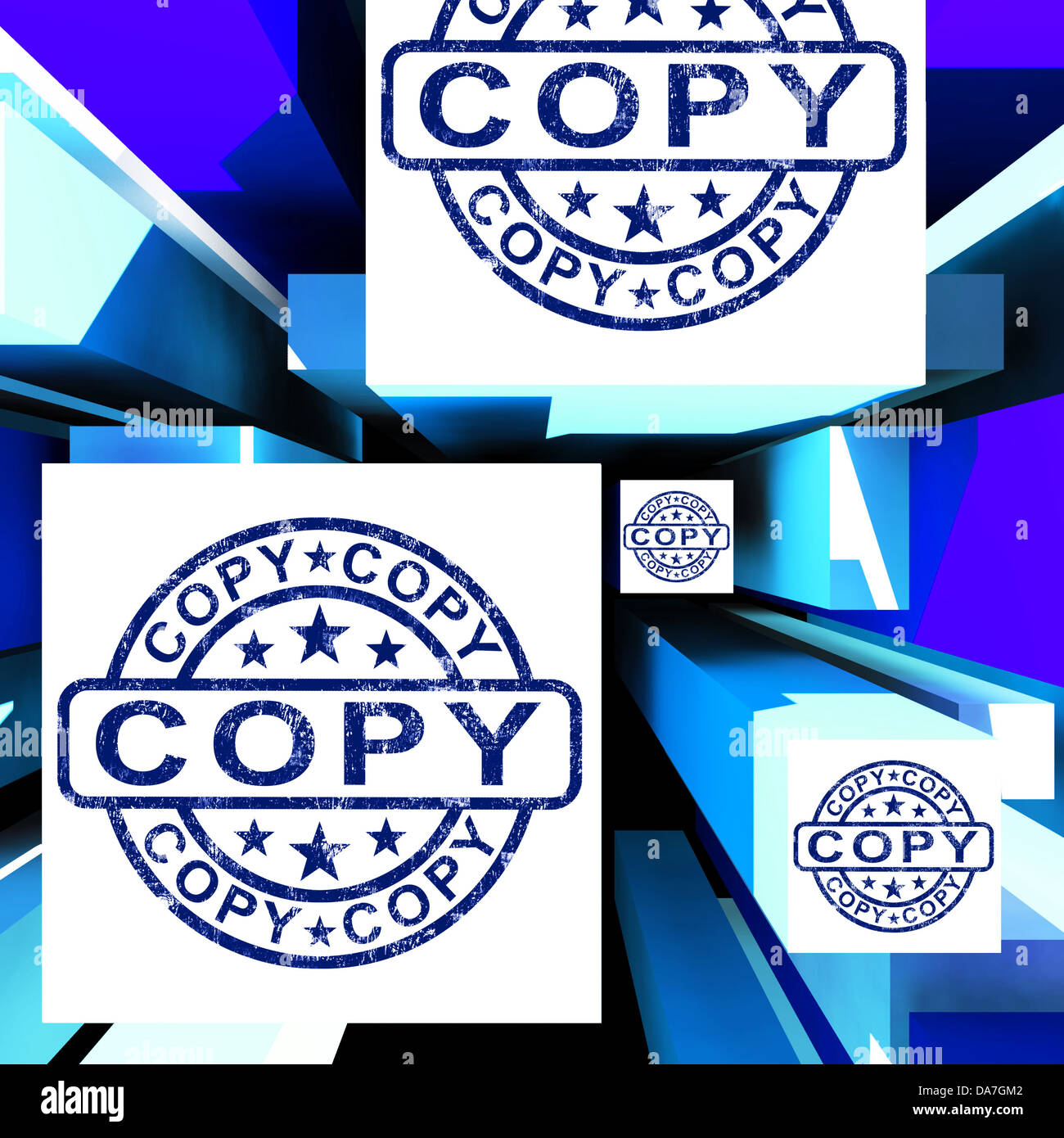 Copy On Cubes Shows Duplicates Or Photocopies Stock Photo