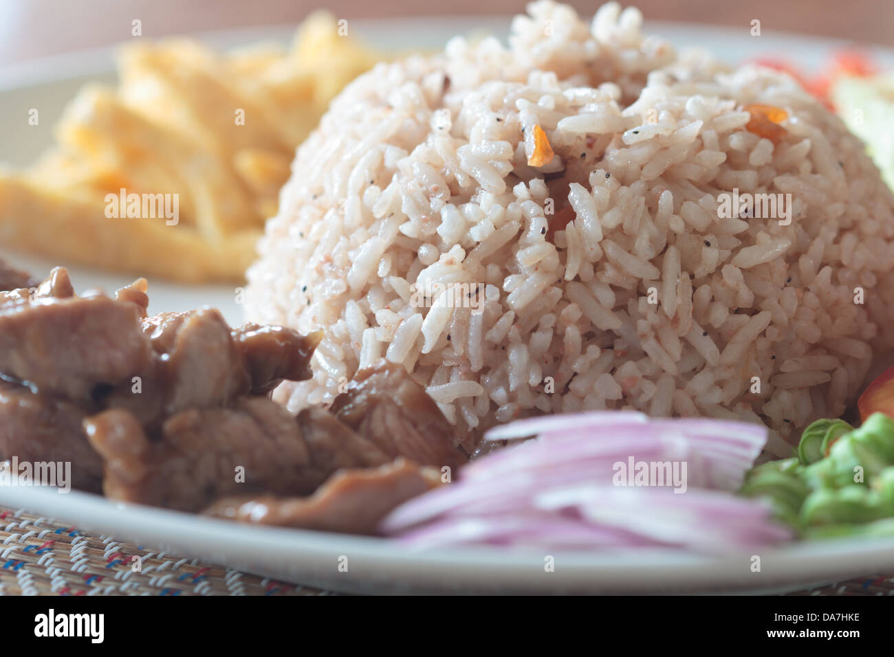 Rice with shrimp paste, Thai food is delicious Stock Photo