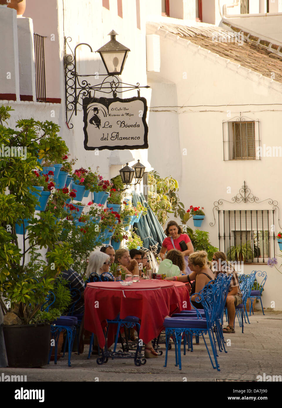 Terrace Of La Boveda Del Flamenco In The White Village Of Mijas In Stock Photo Alamy