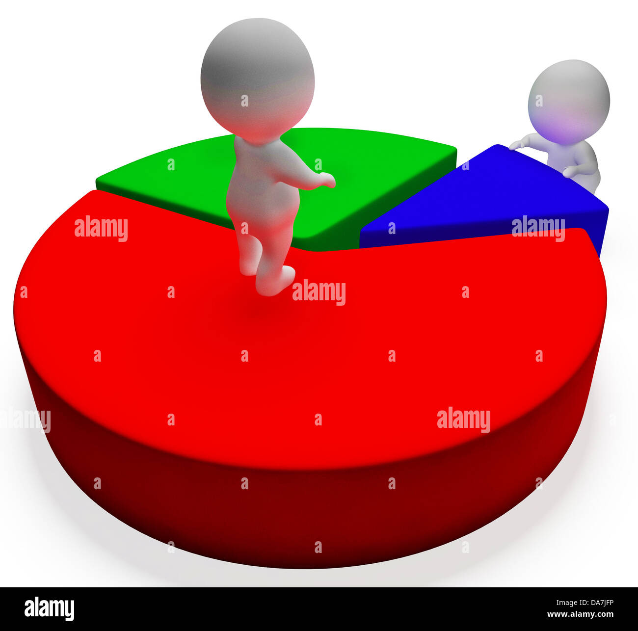 Pie Chart And 3d Characters Shows Statistics Report Stock Photo Alamy