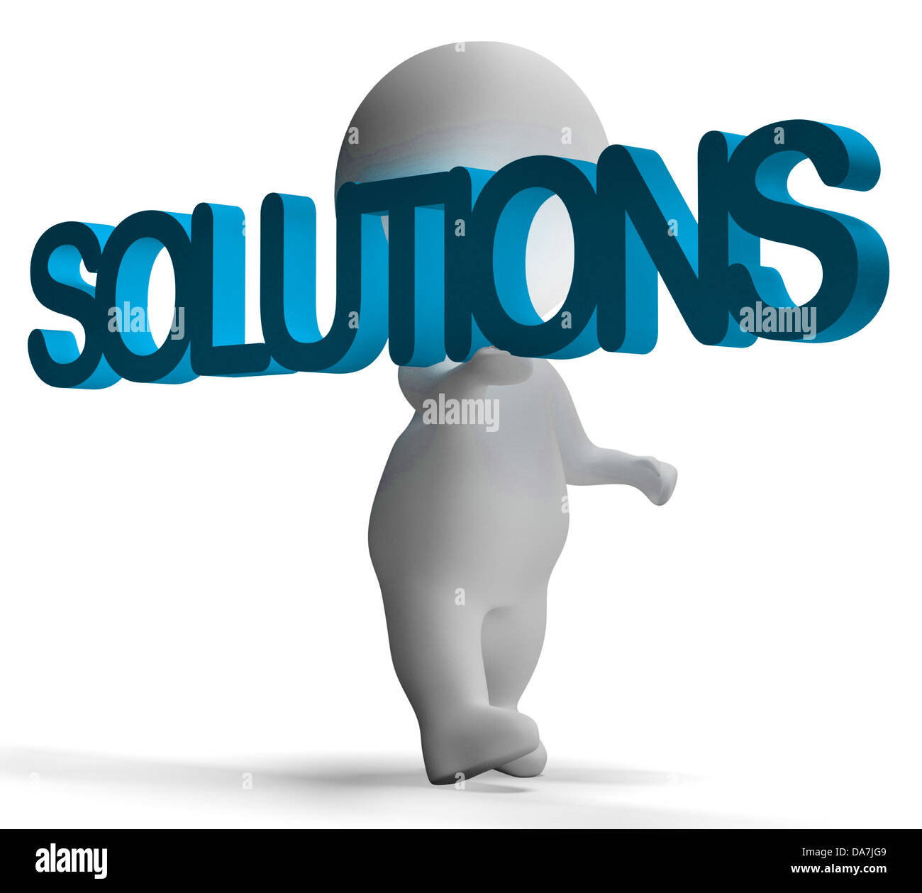 Solutions And 3d Character Showing Answers And Fixing Stock Photo - Alamy