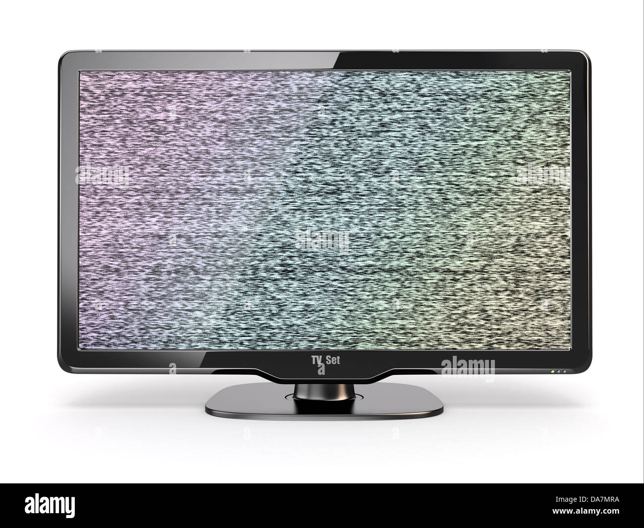 HDTV tv with noise screen on white isolated background. 3d Stock Photo