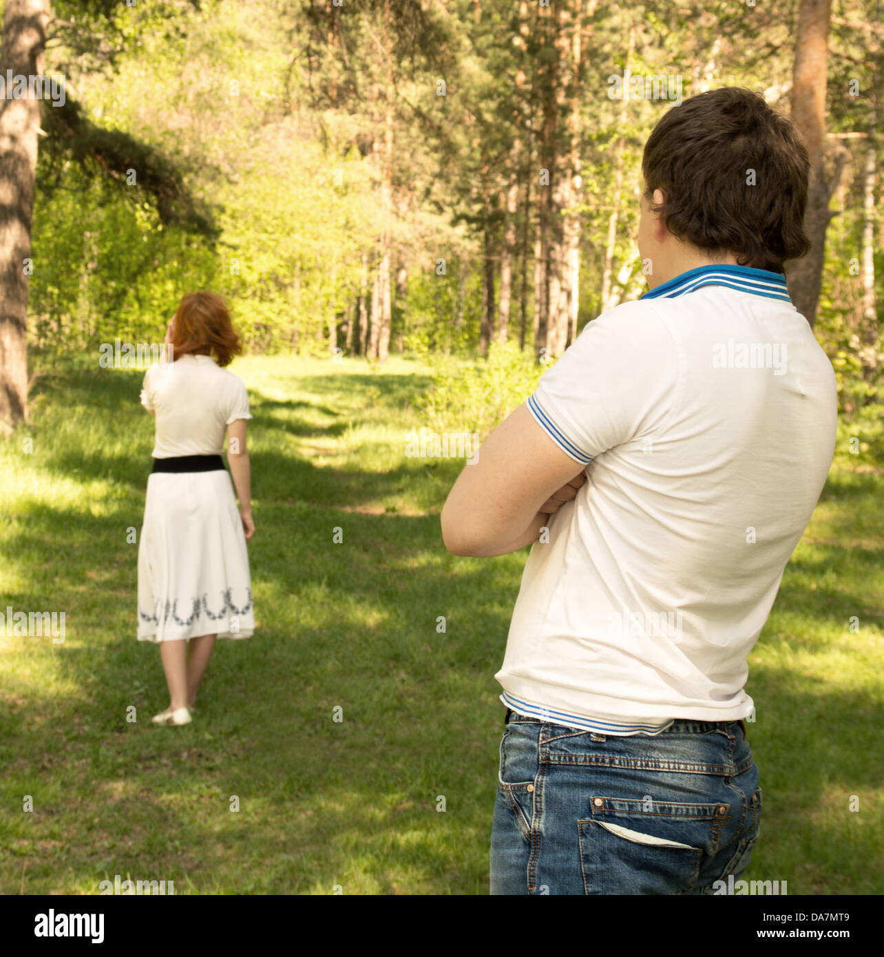 Girl And Boy Walking Away From Each Other