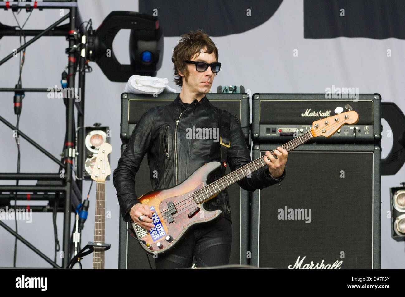 Liam Gallagher's band Beady Eye performing on the Other stage at the  Glastonbury festival 2013 Stock Photo - Alamy