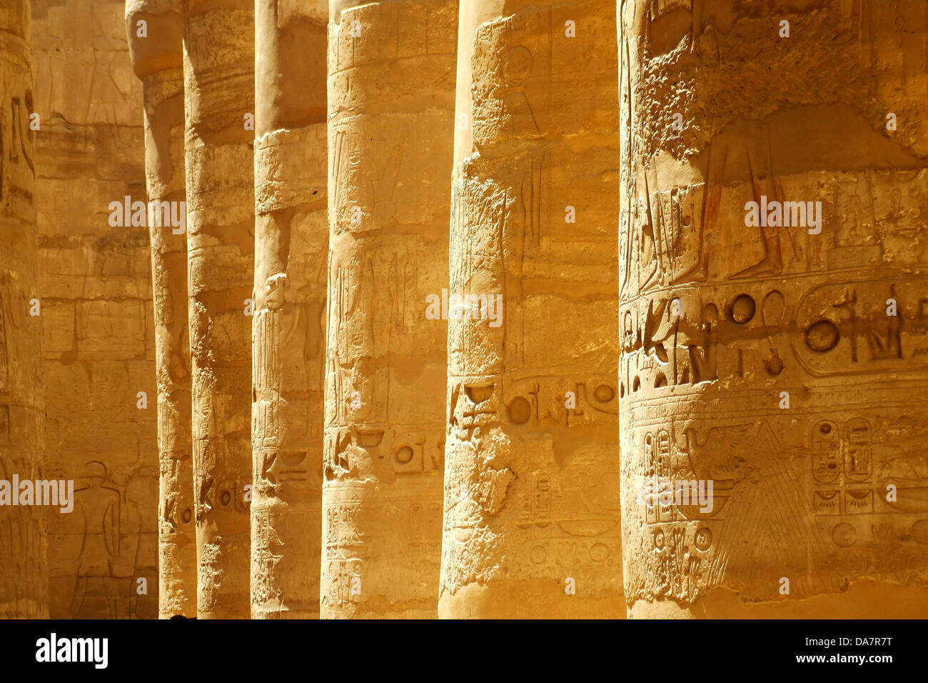 Ancient Egyptian pillars and script Stock Photo Alamy