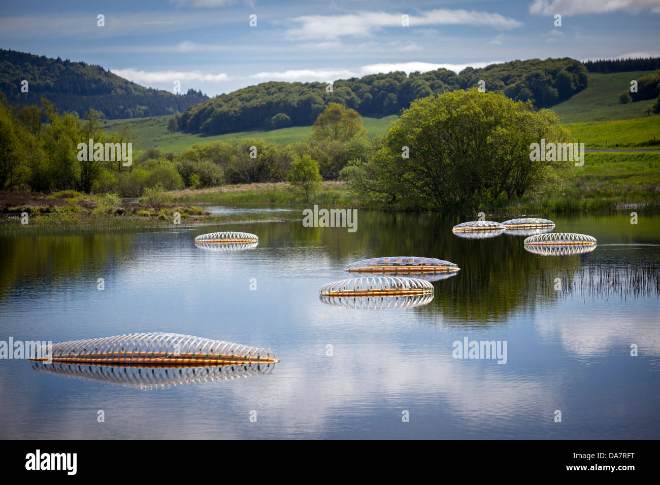 The Land Art work called Mégascospic Diatoms, made by Prisca Cosnier. A project within the Horizons 'Nature Arts' 2013 framework Stock Photo