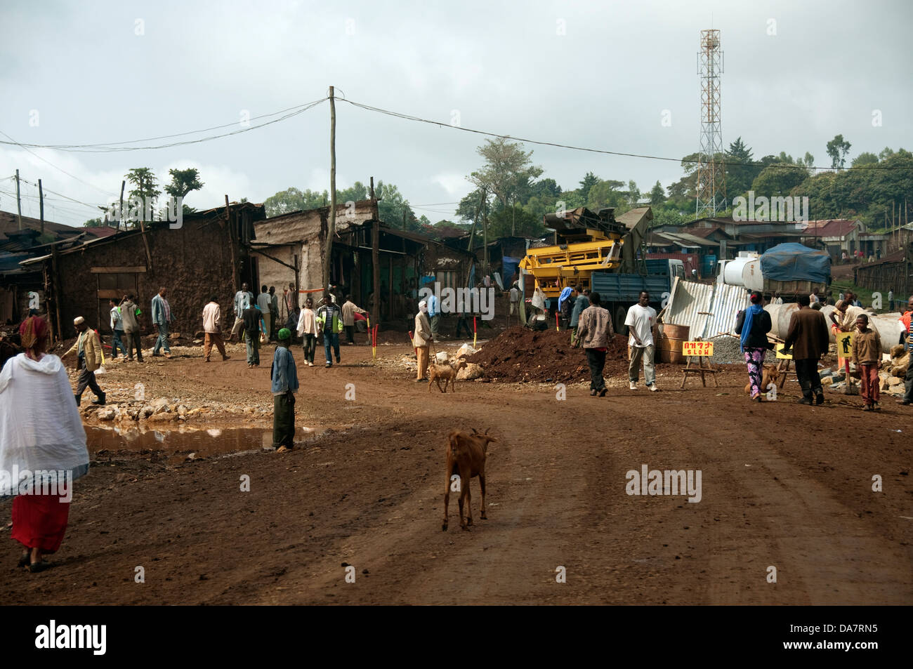 A dirty road crossing a village, Ethiopia Stock Photo - Alamy