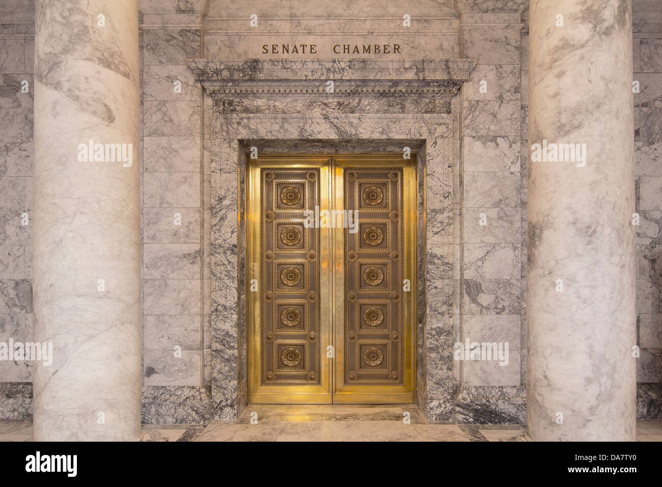Washington State Capitol Building Senate Chamber Bronze Doors in Olympia Stock Photo