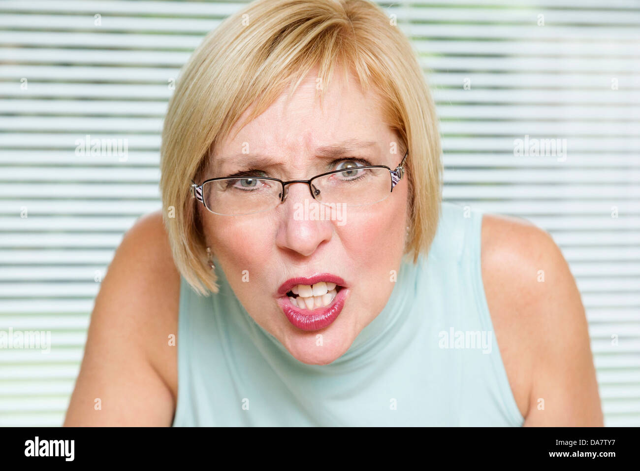 angry middle aged woman Stock Photo