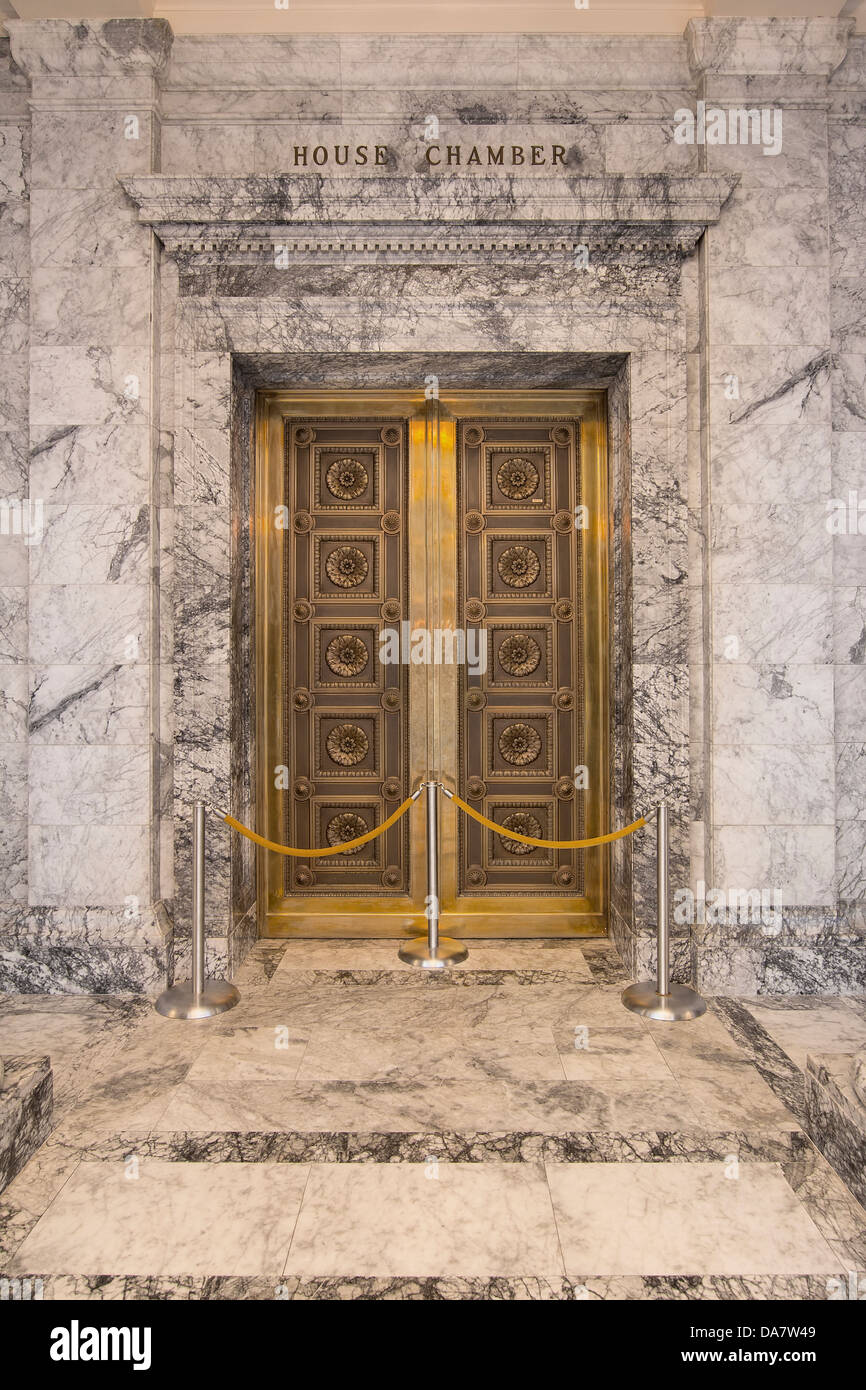 Washington State Capitol Building House Chamber Bronze Doors in Olympia Stock Photo