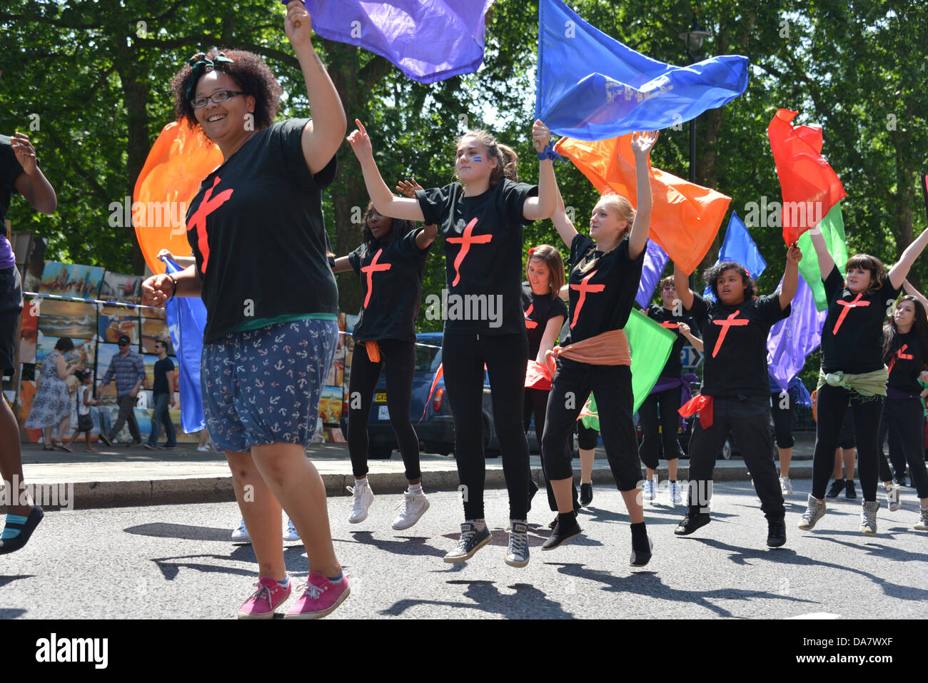 Hundreds of the Jesus Army march in Centre London Stock Photo